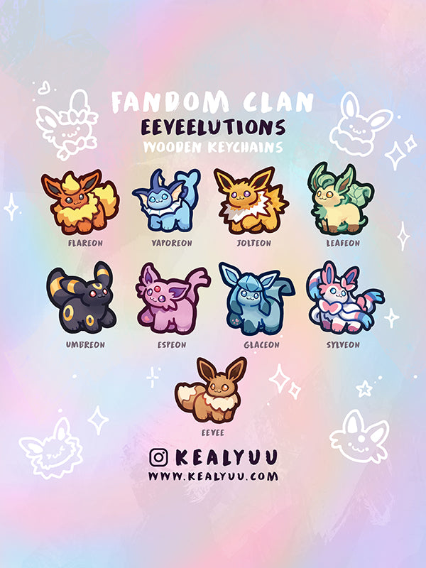 Wooden Keychain Blind Bag | Fandom Clan Series 1: Eeveelutions