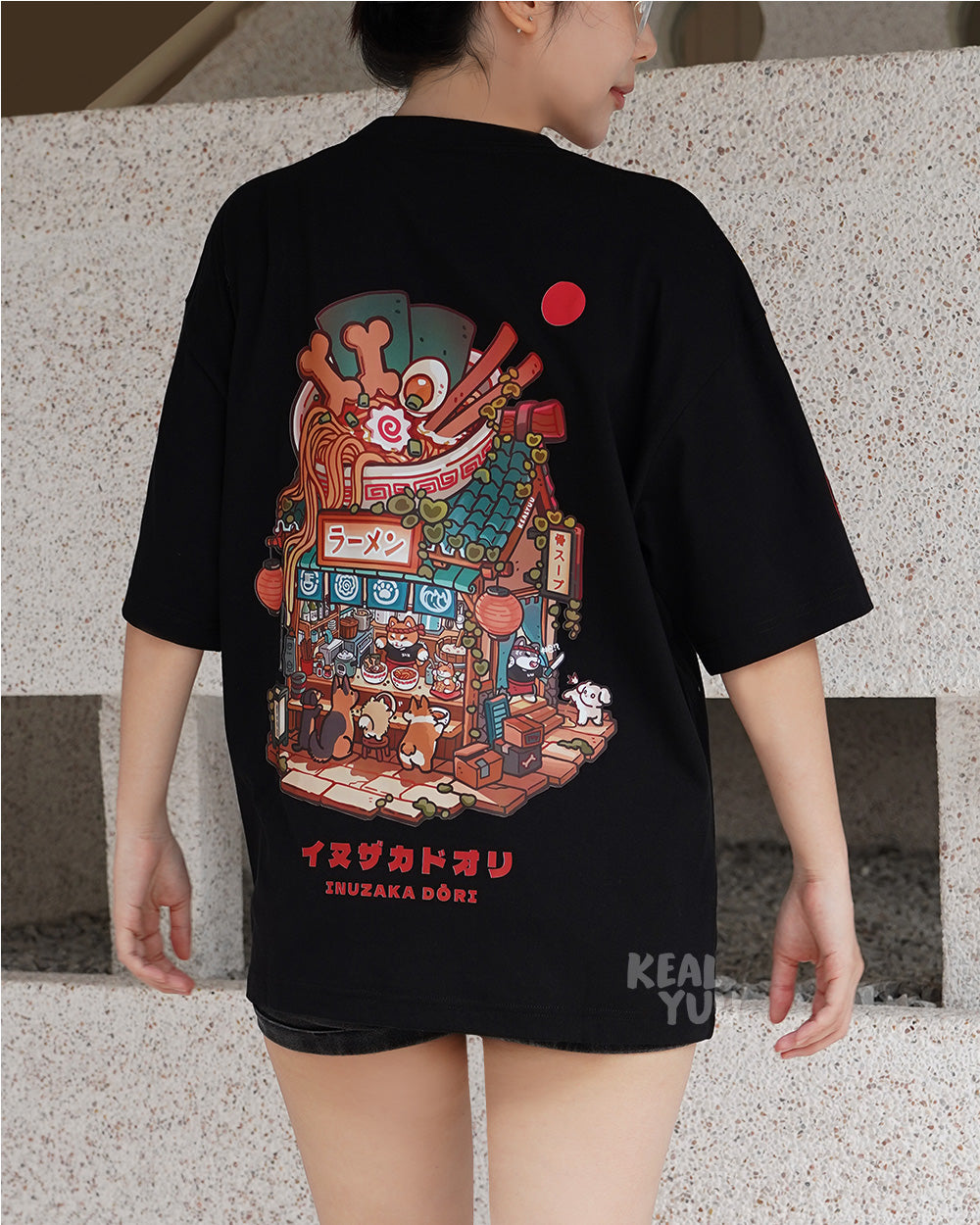 Oversized T-Shirt |  Paw District: Ramen Shop (Black)