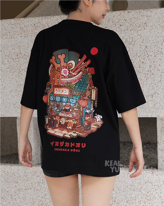 Oversized T-Shirt |  Paw District: Ramen Shop (Black)