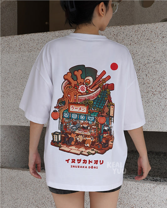 Oversized T-Shirt |  Paw District: Ramen Shop (White)