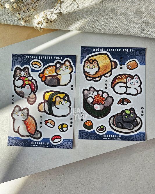 A6 Sticker Sheet | Cat Clan Series 3: Nigiri Platter