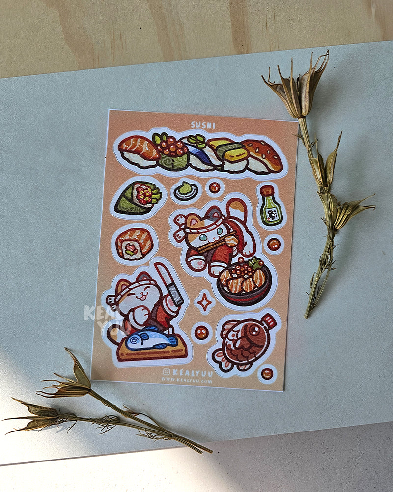 Sticker Sheet | Sushi Cat